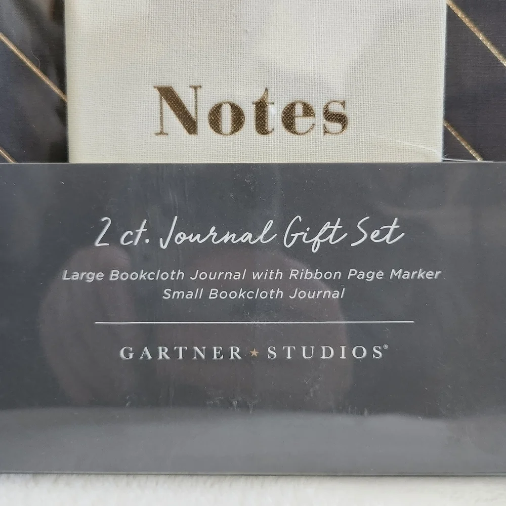 Gartner Studios Cream Gray Gold Bookcloth Journal 2 Piece Gift Set NWT